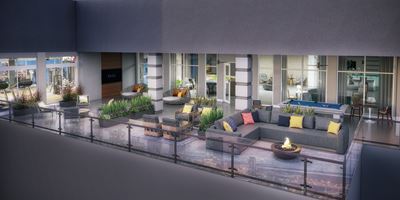 8th floor Sky deck and outdoor Social Lounge with fire pit.